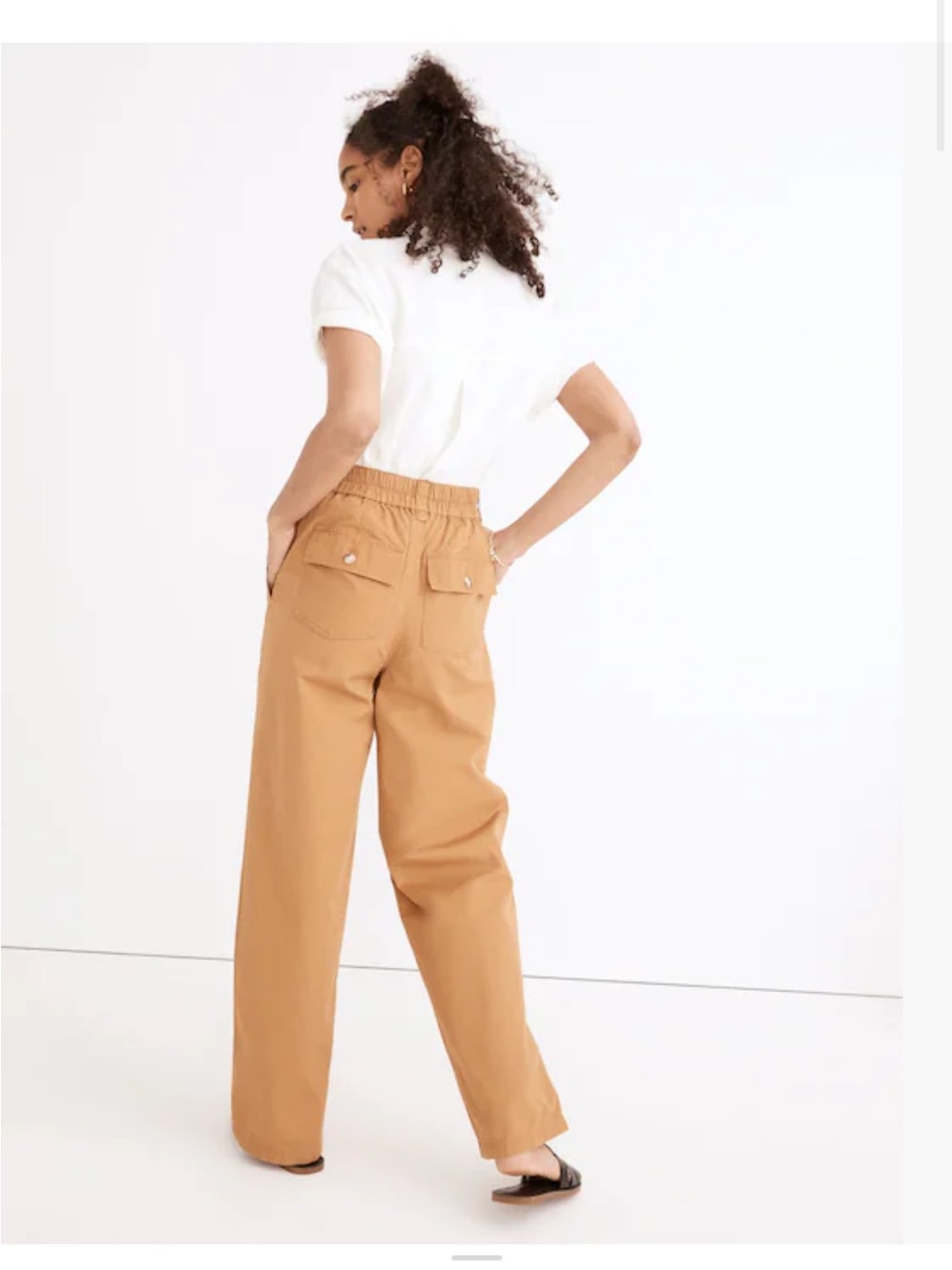 New Madewell Cotton Ripstop Pull-On Straight Cargo Pants in Toffee